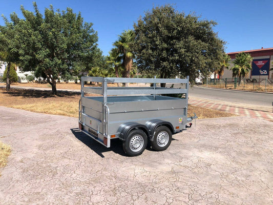 Remolque de Barandillas Doble Eje Galvanizado con Freno, Máxima Resistencia