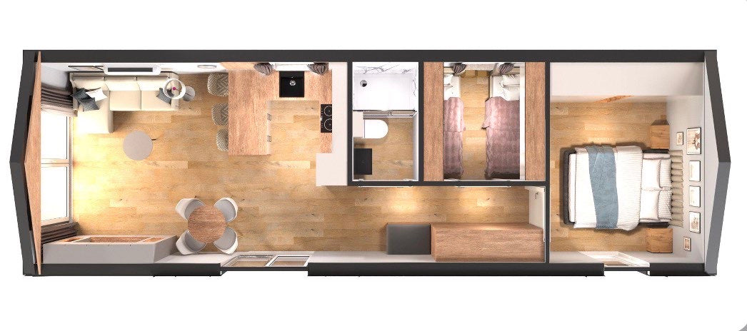 CASA MÓVIL ESMERALDA 12,90 X 4,13 MT