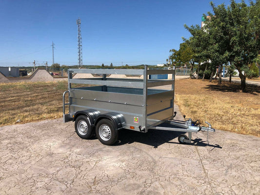 Remolque de Barandillas Doble Eje Galvanizado con Freno, Máxima Resistencia